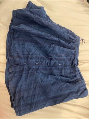 Angie Navy Button-Front Flat Front Skirt with Pockets
